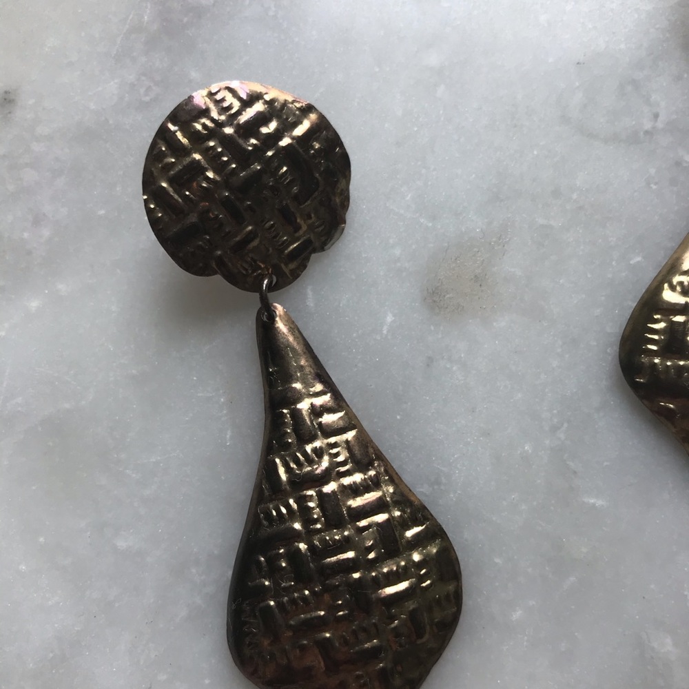 Gold Statement Geometric Earrings - image 2